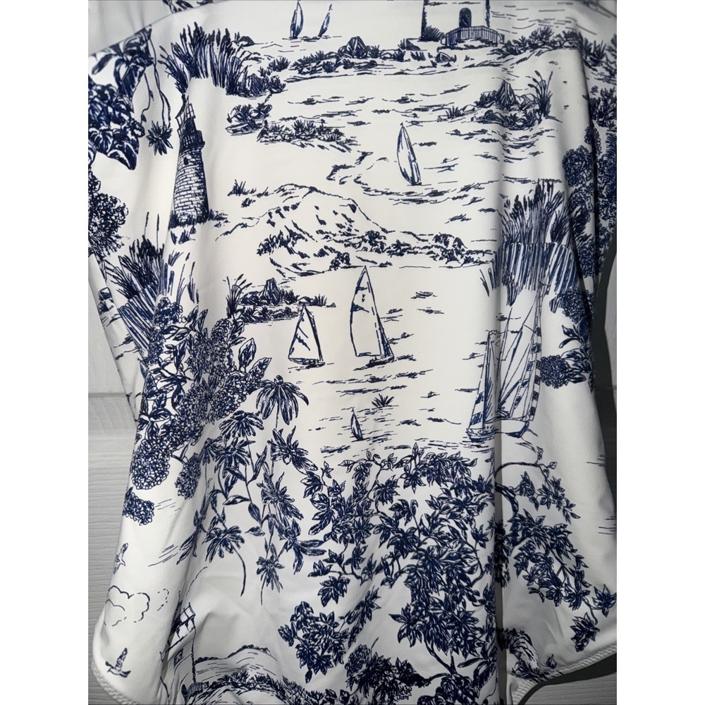 NWOT Vineyard Vines Women's One Piece White Blue Coastal Print Beach Swim Suit S - Picture 5 of 5
